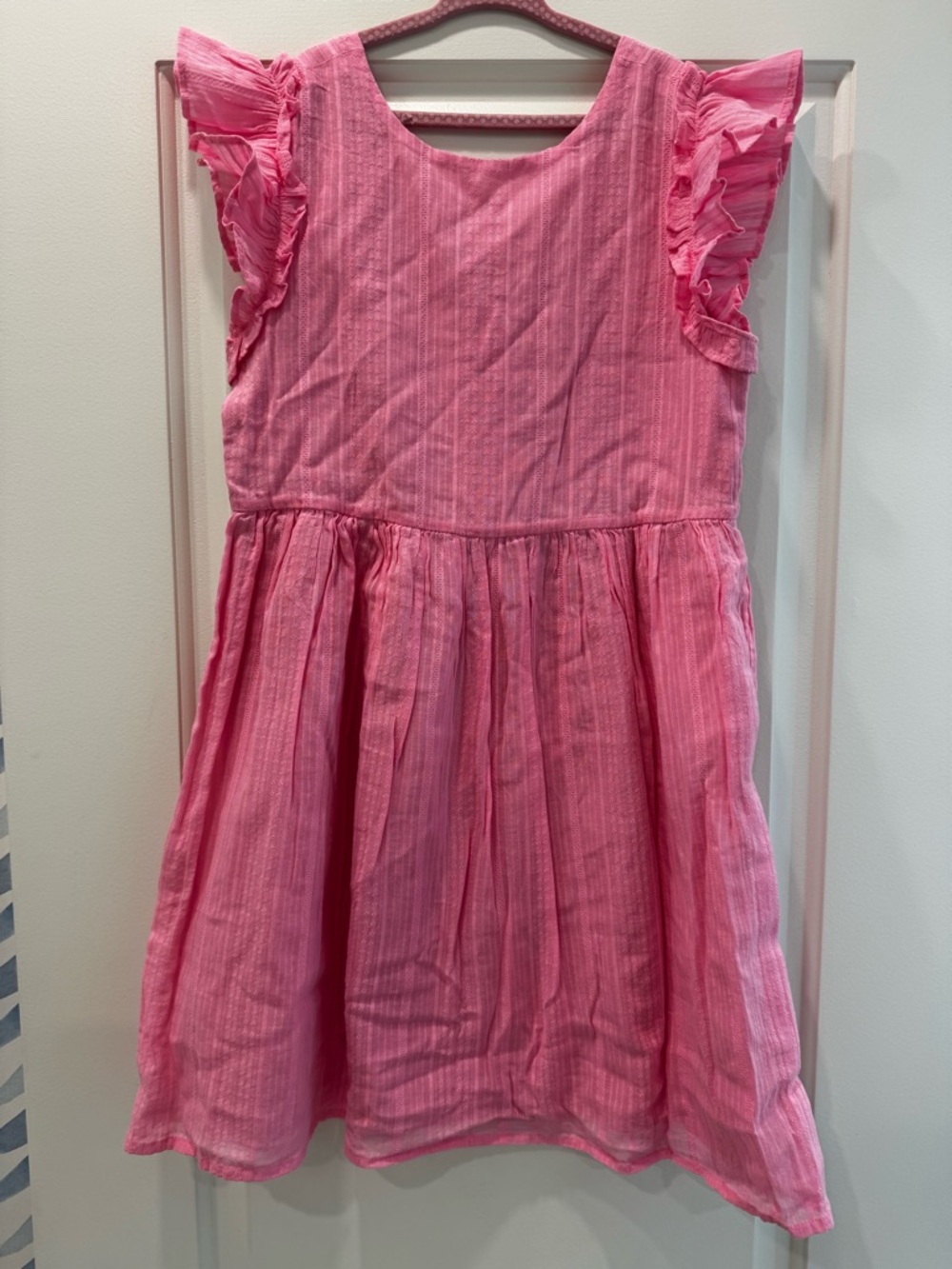 NWT J. Crew Pink Ruffle Sleeve Cotton Dress